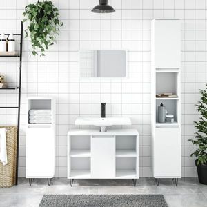 vidaXL Dulap pentru baie, alb, 80x33x60 cm, lemn compozit imagine