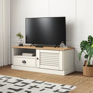 vidaXL Comodă TV VIGO, alb, 106x40x40 cm, lemn masiv de pin imagine