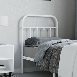 vidaXL Tăblie de pat metalică, alb, 75 cm imagine