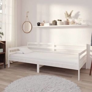 vidaXL Pat de zi, alb, 90x200 cm, lemn masiv de pin imagine