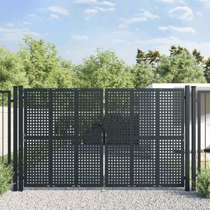 vidaXL Poartă pentru grădină, antracit, 300x225 cm, oțel imagine