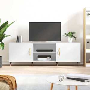 vidaXL Comodă TV, alb extralucios, 150x30x50 cm, lemn compozit imagine