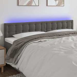 vidaXL Tăblie de pat cu LED, gri închis, 200x5x78/88 cm, catifea imagine