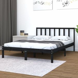 vidaXL Cadru de pat King Size, negru, 150x200 cm, lemn masiv de pin imagine