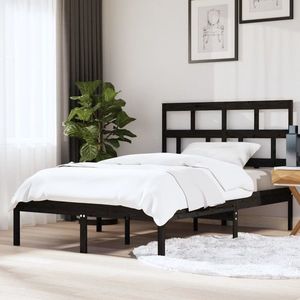 vidaXL Cadru pat King Size 5FT, negru, 150x200 cm, lemn masiv imagine