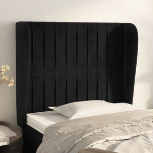 vidaXL Tăblie de pat cu aripioare, negru, 103x23x118/128 cm, catifea imagine