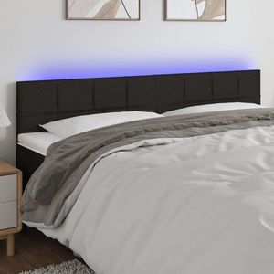 vidaXL Tăblie de pat cu LED, negru, 160x5x78/88 cm, textil imagine