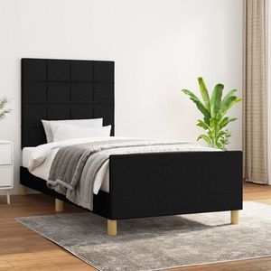 vidaXL Cadru de pat cu tăblie, negru, 80x200 cm, textil imagine