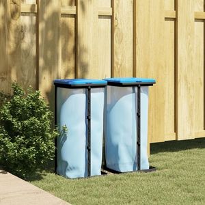 vidaXL Suporturi saci de gunoi, 2 buc., negru și albastru, 60 L, PP imagine