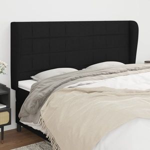 vidaXL Tăblie de pat cu aripioare, negru, 203x23x118/128 cm, textil imagine