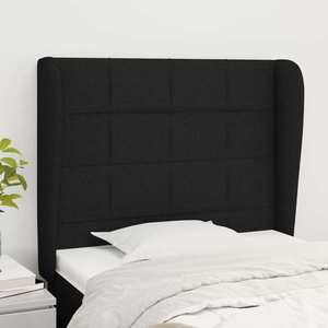 vidaXL Tăblie de pat cu aripioare, negru, 103x23x118/128 cm, textil imagine