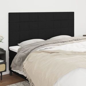vidaXL Tăblii de pat, 4 buc, negru, 100x5x78/88 cm, textil imagine