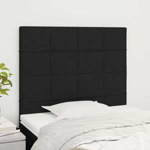 vidaXL Tăblii de pat, 2 buc, negru, 90x5x78/88 cm, textil imagine