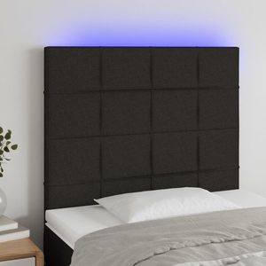 vidaXL Tăblie de pat cu LED, negru, 100x5x118/128 cm, textil imagine