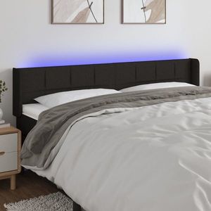 vidaXL Tăblie de pat cu LED, negru, 203x16x78/88 cm, material textil imagine