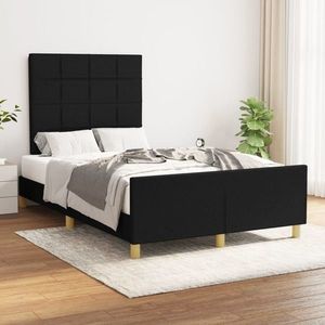 vidaXL Cadru de pat cu tăblie, negru, 120x200 cm, textil imagine