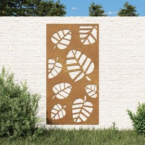 vidaXL Decorație perete de grădină 105x55 cm design frunze oțel Corten imagine