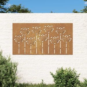 vidaXL Decorație perete de grădină 105x55 cm design flori oțel Corten imagine