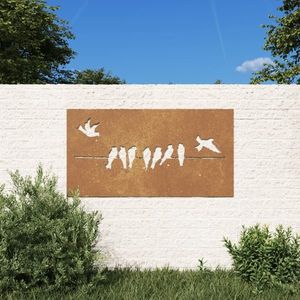 vidaXL Decorațiune perete grădină 105x55 cm design păsări oțel Corten imagine