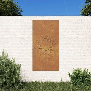 vidaXL Decor perete de grădină 105x55 cm design soare oțel Corten imagine
