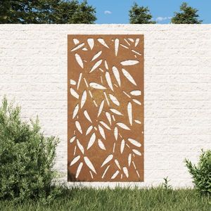 vidaXL Decor de perete 105x55 cm design frunze bambus oțel Corten imagine