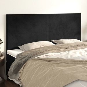 vidaXL Tăblii de pat, 4 buc, negru, 100x5x78/88 cm, catifea imagine