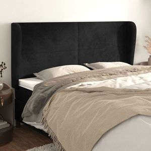 vidaXL Tăblie de pat cu aripioare, negru, 203x23x118/128 cm, catifea imagine