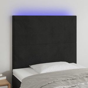 vidaXL Tăblie de pat cu LED, negru, 100x5x118/128 cm, catifea imagine