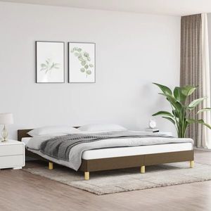 vidaXL Cadru de pat cu tăblie, maro închis, 180x200 cm, textil imagine