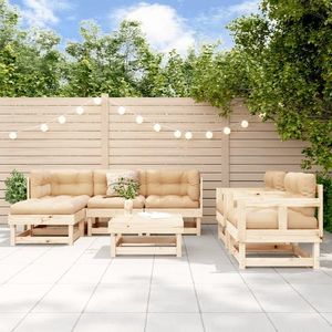 vidaXL Set mobilier de grădină cu perne, 7 piese, lemn masiv imagine