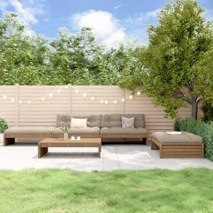 vidaXL Set mobilier grădină cu perne, 5 piese, maro miere, lemn masiv imagine