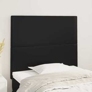 vidaXL Tăblii de pat, 2 buc, negru, 90x5x78/88 cm, piele ecologică imagine