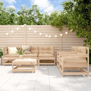 vidaXL Set mobilier relaxare de grădină & perne 6 piese lemn masiv pin imagine