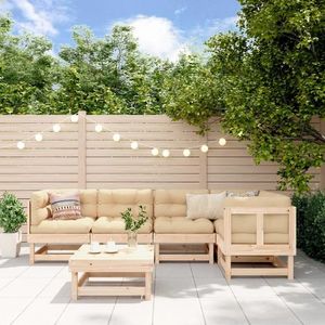 vidaXL Set mobilier relaxare de grădină & perne 6 piese lemn masiv pin imagine