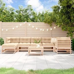 vidaXL Set mobilier de grădină cu perne, 8 piese, lemn masiv imagine