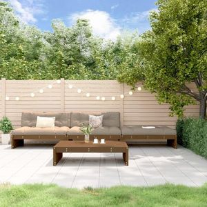 vidaXL Set mobilier grădină cu perne, 4 piese, maro miere, lemn masiv imagine