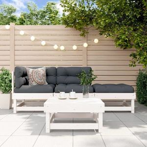 vidaXL Set mobilier de grădină cu perne, 4 piese, alb, lemn masiv imagine