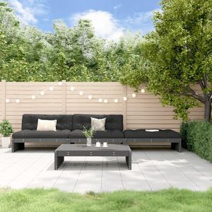 vidaXL Set mobilier grădină cu perne, 4 piese, gri, lemn masiv imagine