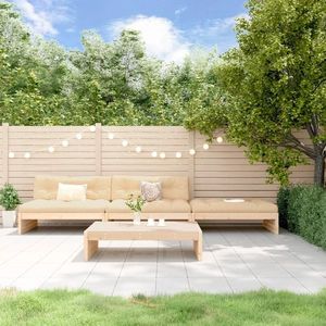 vidaXL Set mobilier de grădină cu perne, 4 piese, lemn masiv imagine