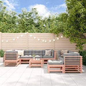 vidaXL Set mobilier de grădină cu perne, 10 piese, lemn masiv douglas imagine