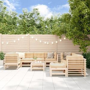 vidaXL Set mobilier de grădină cu perne, 10 piese, lemn masiv imagine
