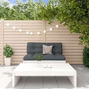 vidaXL Set mobilier de grădină cu perne, 2 piese, alb, lemn masiv imagine