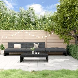 vidaXL Set mobilier de grădină cu perne, 4 piese, negru, lemn masiv imagine
