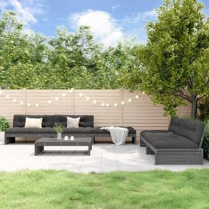 vidaXL Set mobilier relaxare grădină&perne 6 piese gri lemn masiv pin imagine