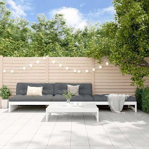 vidaXL Set mobilier de grădină cu perne, 4 piese, alb, lemn masiv imagine