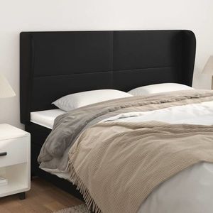 vidaXL Tăblie de pat cu aripioare, negru, 183x23x118/128 cm, piele eco imagine