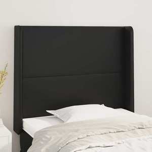 vidaXL Tăblie de pat cu aripioare, negru, 93x16x118/128 cm, piele eco imagine