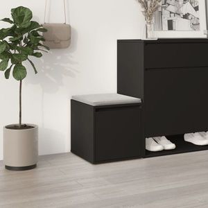 vidaXL Cutie cu sertar, negru, 40, 5x40x40 cm, lemn compozit imagine