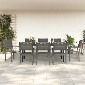 vidaXL Set mobilier de grădină, 9 piese, negru, oțel și textilenă imagine