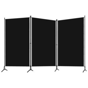 vidaXL Paravan de cameră cu 3 panouri, negru, 260 x 180 cm, textil imagine